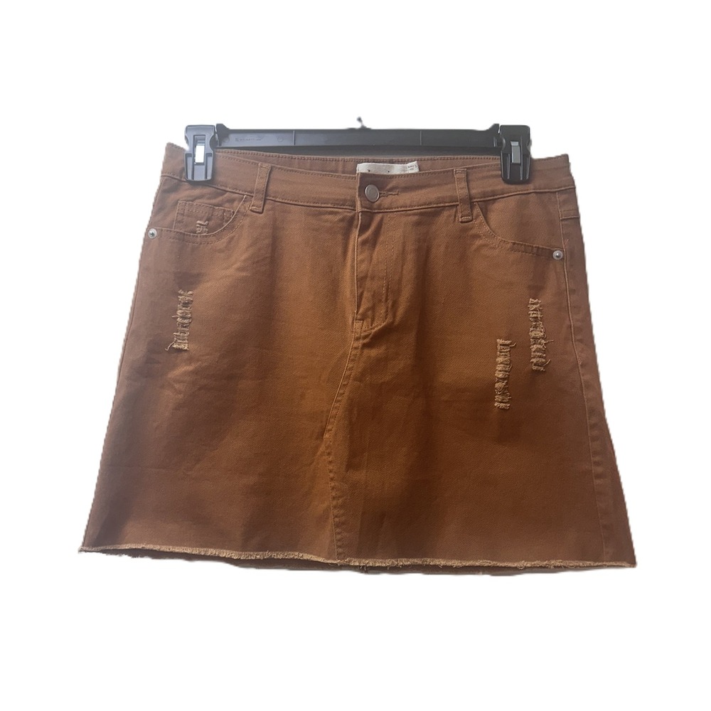 Denim by Ellison Womens Mini Skirt Large Distressed Raw Hem
